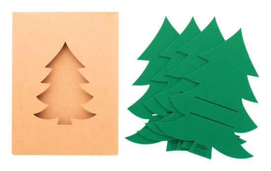 Kerst bestekhouder set | Gerecycled PET vilt | 16 × 22 × 1 cm | In de vorm van een kerstboom | Groen