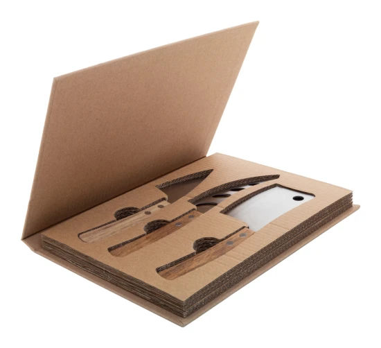 Cheese knife set Fontina | 17,2×24×2 cm | Stainless steel & acacia wood | 300g | Natural