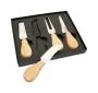 Cheese knife set | Stainless steel | 4 knives | Wooden grip