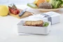 Antibakterielle Brotdose | PP | 2 Fächer je 700 ml | Mit Besteckset