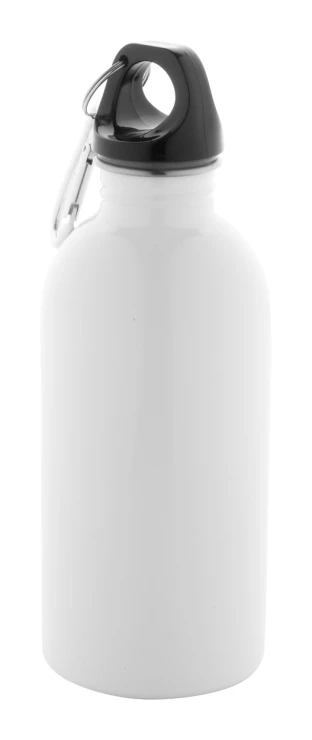 Thermos bottle | Recycled stainless steel | 400 ml | Aluminium carabiner I Sublimation printing | White