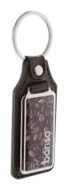 Rectangular-shaped keyring | Leather and metal | With a metal ring