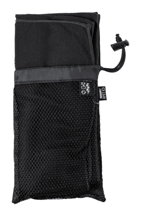 Sport towel | Microfibre 160 g/m² | rPET pouch | Black