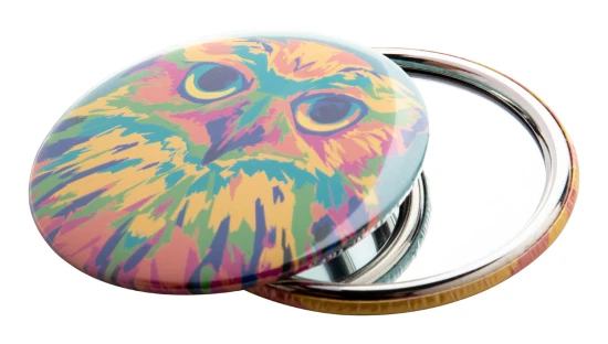 Button | Pocket mirror | ø7,5 cm | Print inbegrepen | Zilver