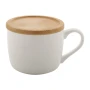Mug | Porcelaine | Grande taille | 400 ml | Ø10×8cm | Sous-verre et couvercle en bambou