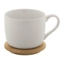 Mug | Porcelaine | Grande taille | 400 ml | Ø10×8cm | Sous-verre et couvercle en bambou