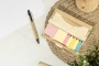 Haftnotizblock | Recyclingpapier | Verschiedene Farben | Inkl. Lineal und Stift aus Recyclingkarton