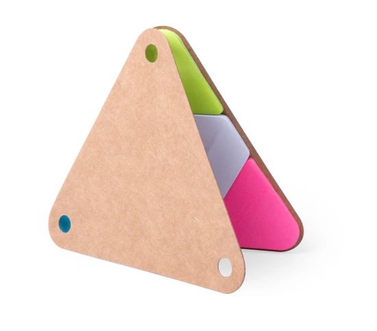 Sticky notepad | Recycled cardboard | Triangle shaped | With sticky notes | Natural