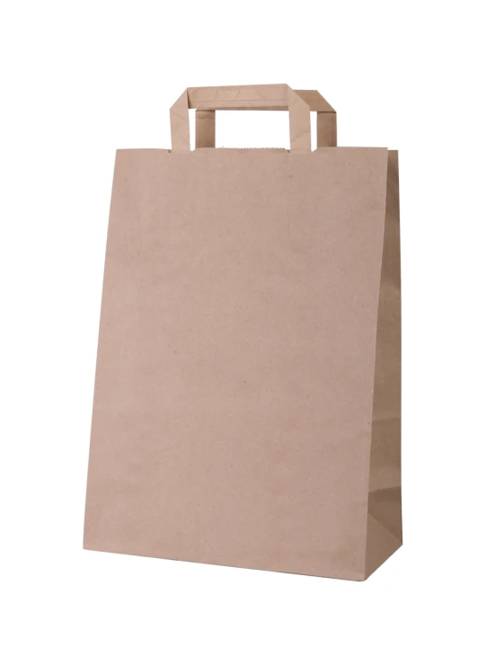Paper bag | Kraft paper 70 g/m² | Flat tape handles | Cheap | Brown