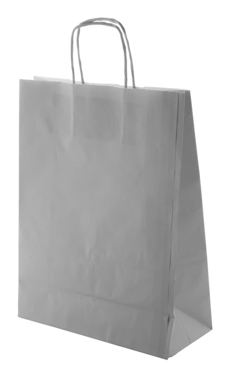 Paper bag | Kraft paper 100 g/m² | Coloured & twisted handles | Cheap | Ash grey