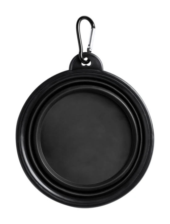 Opvouwbare hondenkom | Plastic | 450 ml | Incl. bijpassende kleur karabijnhaak | Zwart