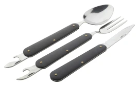 Couverts de camping pliables | Fourchette, couteau et cuillère | Acier inoxydable