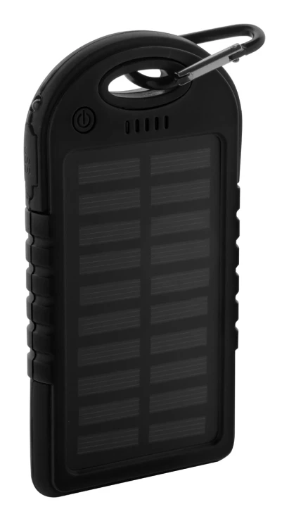 Power bank | Plastic&Silicone | 4000 mAh | Solar charger | LED flashlight | Black