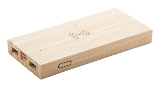 Power bank | Bamboo | 6000 mAh | Built-in wireless charger | Natural