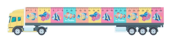 Règle en forme de camionneur | Plastique | 30cm | Blanc