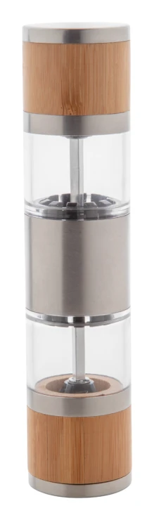 Salt and pepper mill | Bamboo, stainless steel & ceramic | 214 g | 45 × 195 mm | Double sided manual grinder | Natural