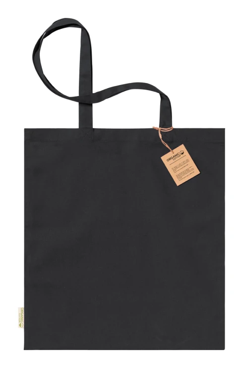 Tote bag | Biologisch katoen 140g/m² | 42x38cm | Lange hengsels | Zwart