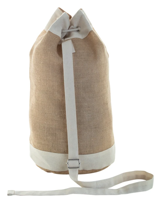 Kit tas | Jute en katoen | 23x45cm | Trekkoordsluiting | Natuurlijk;wit