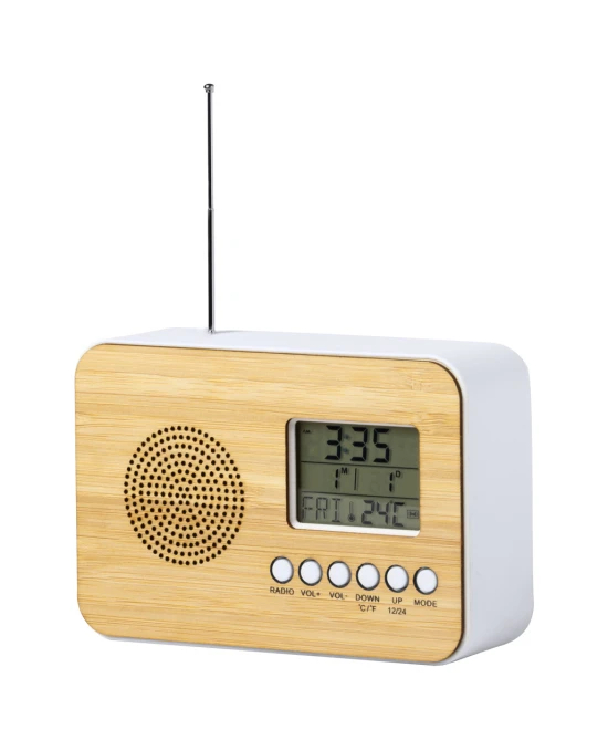 Radio desk clock | Bamboo | Calendar and alarm functions | Natural