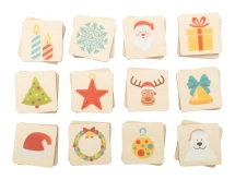 Gioco di memoria | Legno di bettula| 24 piastrelle | Motivi di Natale