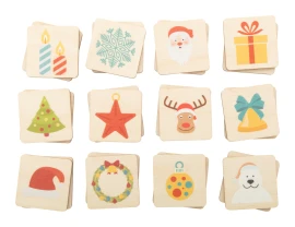 Jeu de mémoire | Bois de bouleau | 24 carreaux | Motifs de Christmas