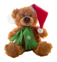 Plüsch-Teddybär | Polyester | Weihnachtsmütze und Schal | Mit Etikett