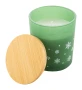 Weihnachtskerze | Mattglas mit Bambusdeckel | Pflanzenwachs | Schneeflocken-Design