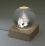 Leuchtkugel mit Weihnachtsmotiv | Glas und Holz | 60×60×75 mm | LED-Licht
