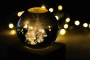 Leuchtkugel mit Weihnachtsmotiv | Glas und Holz | 60×60×75 mm | LED-Licht