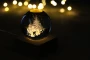 Leuchtkugel mit Weihnachtsmotiv | Glas und Holz | 60×60×75 mm | LED-Licht