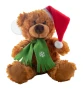 Ours en peluche | Polyester | Bonnet et écharpe du Père Noël | Avec étiquette