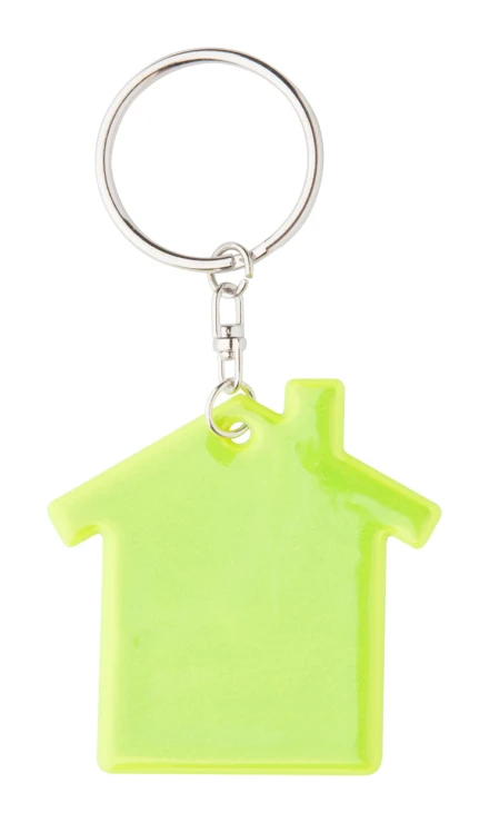 Reflective keyring | Resin | House shape | Safety yellow