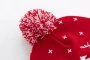 Christmas winter hat | Acrylic | 22x22 cm | Knitted | With bobble