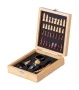 Schach-weinset | Bambus & edelstahl | 550 g | 148 × 168 × 52 mm | 4 teile mit schachbrett & 32 figuren