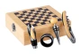 Schach-weinset | Bambus & edelstahl | 550 g | 148 × 168 × 52 mm | 4 teile mit schachbrett & 32 figuren