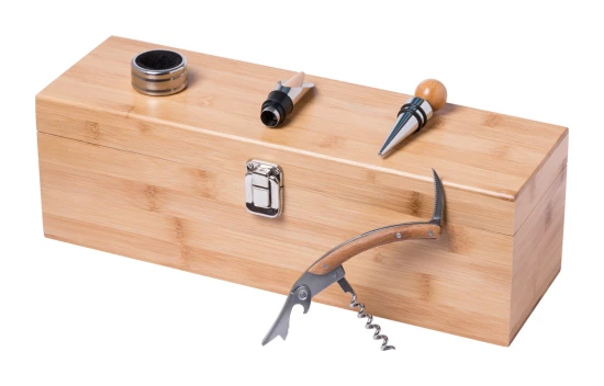 4-delige wijnset | Vakken voor wijnfles | Bamboe | Natuurlijk