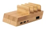 Estación de carga | Bambú | Cargador rápido, 10W | 2 puertos USB y 1 puerto USB-C
