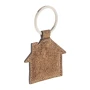 Keyring in the shape of a house | Leather and cork | With a metal ring