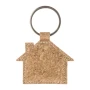 Keyring in the shape of a house | Leather and cork | With a metal ring