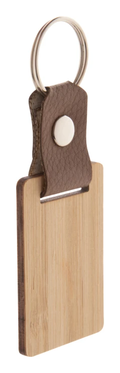 Keyring | Bamboo & leather | Green | Natural