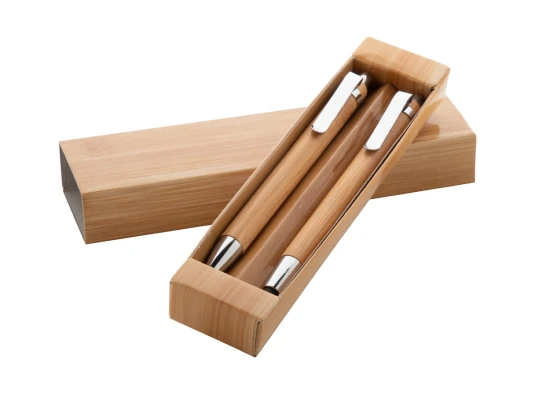 Pen set | Bamboo | Ballpoint and mechanical pencil | Gift box | Natural