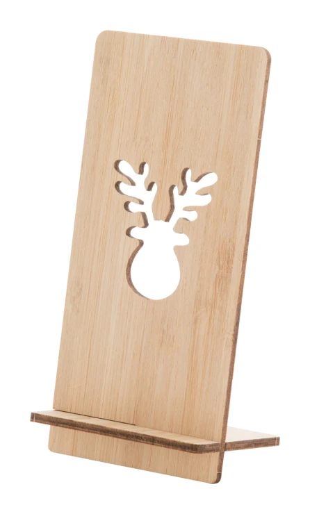 Mobielhouder | Bamboe multiplex | 7 × 14,5 × 5,7 cm | Uitgestanst kerstmotief | Natuurlijk