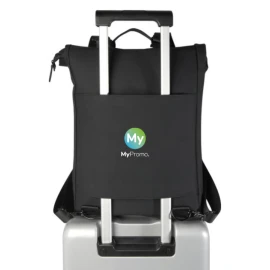 Roll-top backpack | rPET | 41x30,50cm | 15,6" laptop compartment | Luggage strap on the back