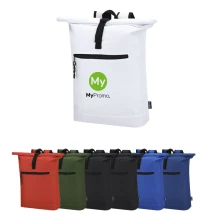 Zaino | rPET | 42x30x14 cm | Schienale imbottito e spallacci regolabili | Tasca frontale con zip