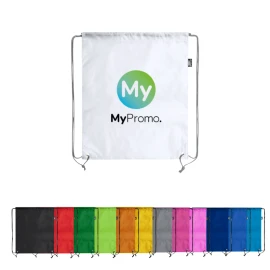 Mochila saco | rPET | 34x42 cm | Esquinas reforzadas con ojales metálicos | Cordones autocierre