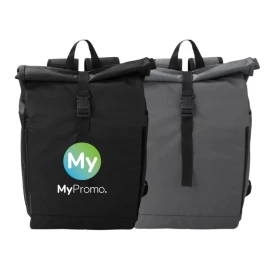 Rolltop backpack | 600D RPET | 31 x 15 x 45 cm | Zippered pockets on sides