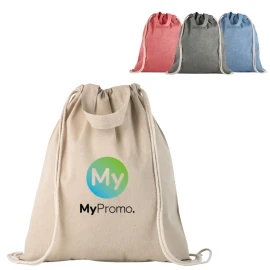 Drawstring backpack bag | Recycled cotton & rPET 140g/m² | 370 x 410 mm | 30 cm handles