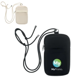 Smartphone bag | Recycled cotton & rPET | 12x19cm | Adjustable lanyard | Pocket on front side