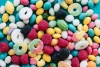 Colourful assortment of custom branded candy with company logos