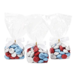 Custom printed M&Ms with company branding in branded bag